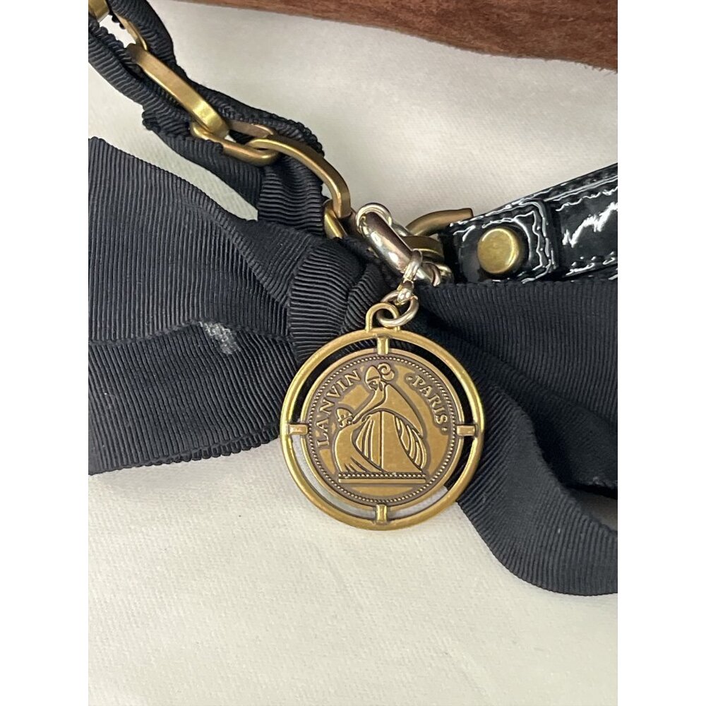 Lanvin "Amalia" Python Print Brown Suede Bucket S… - image 4